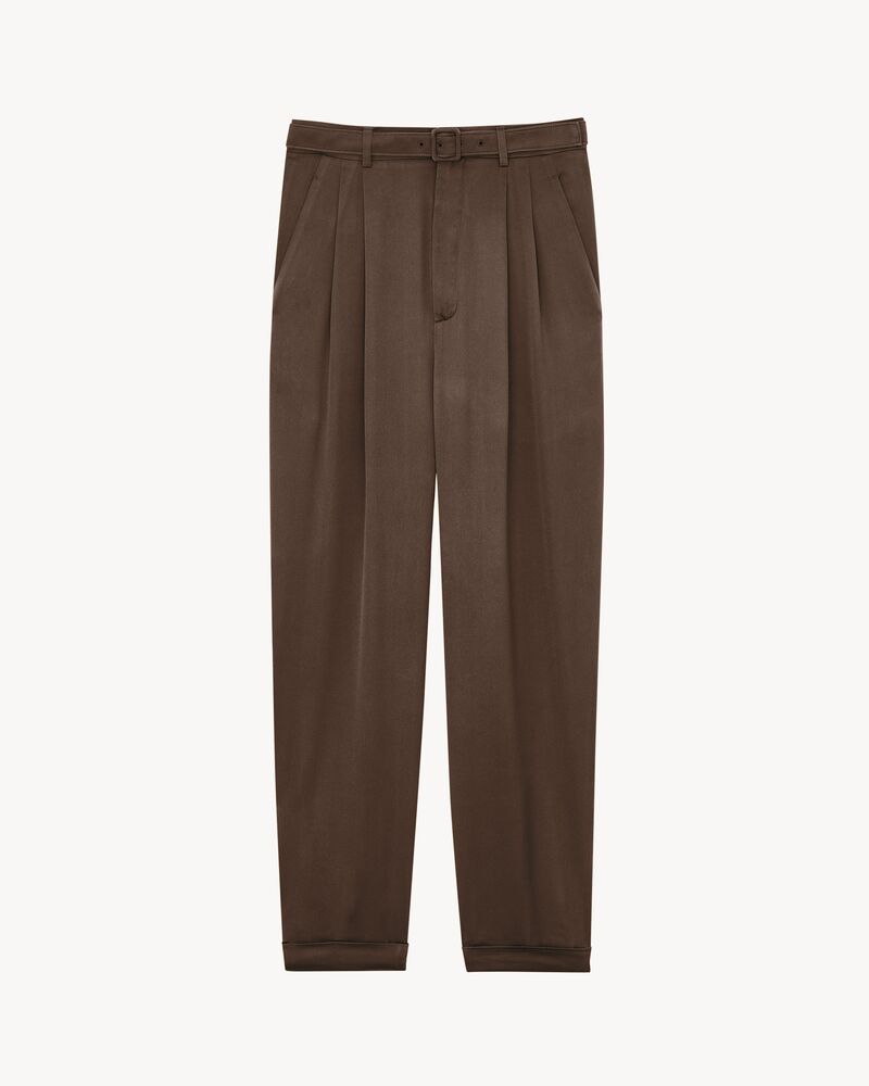 slim-fit pants in silk duchess satin