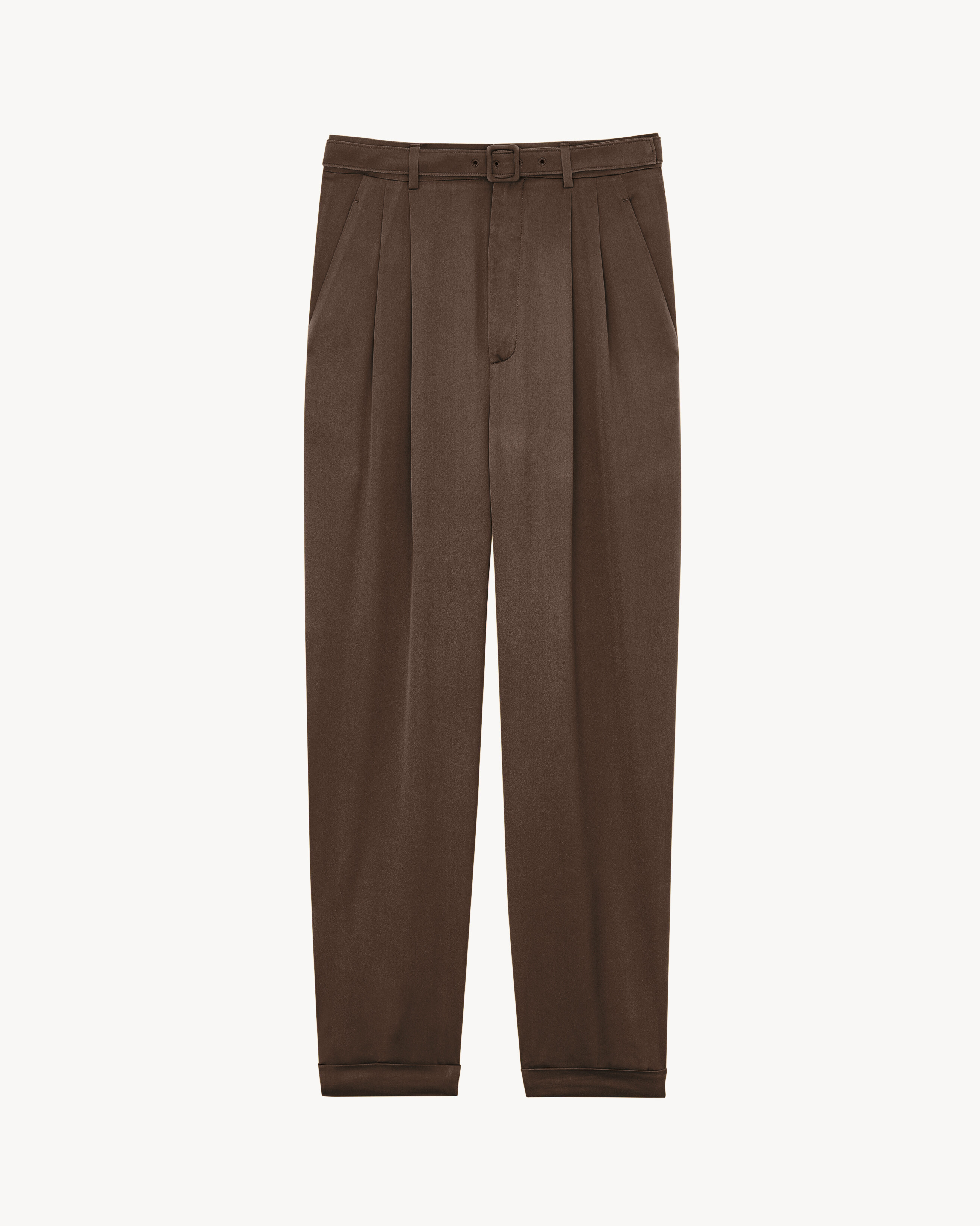 slim-fit pants in silk duchess satin