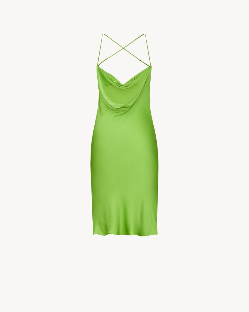 backless cowl dress in silk satin