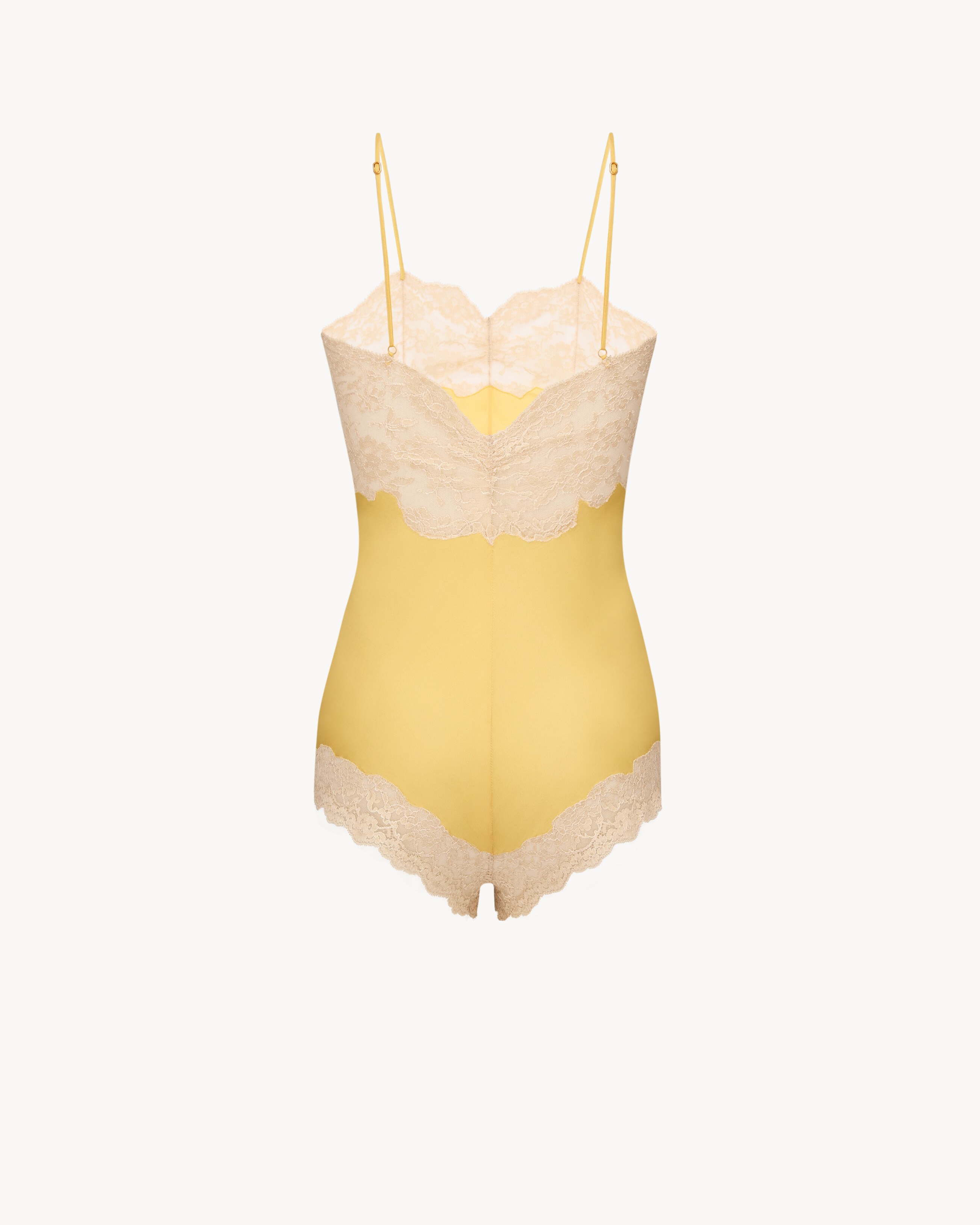 laced romper in silk crepe muslin