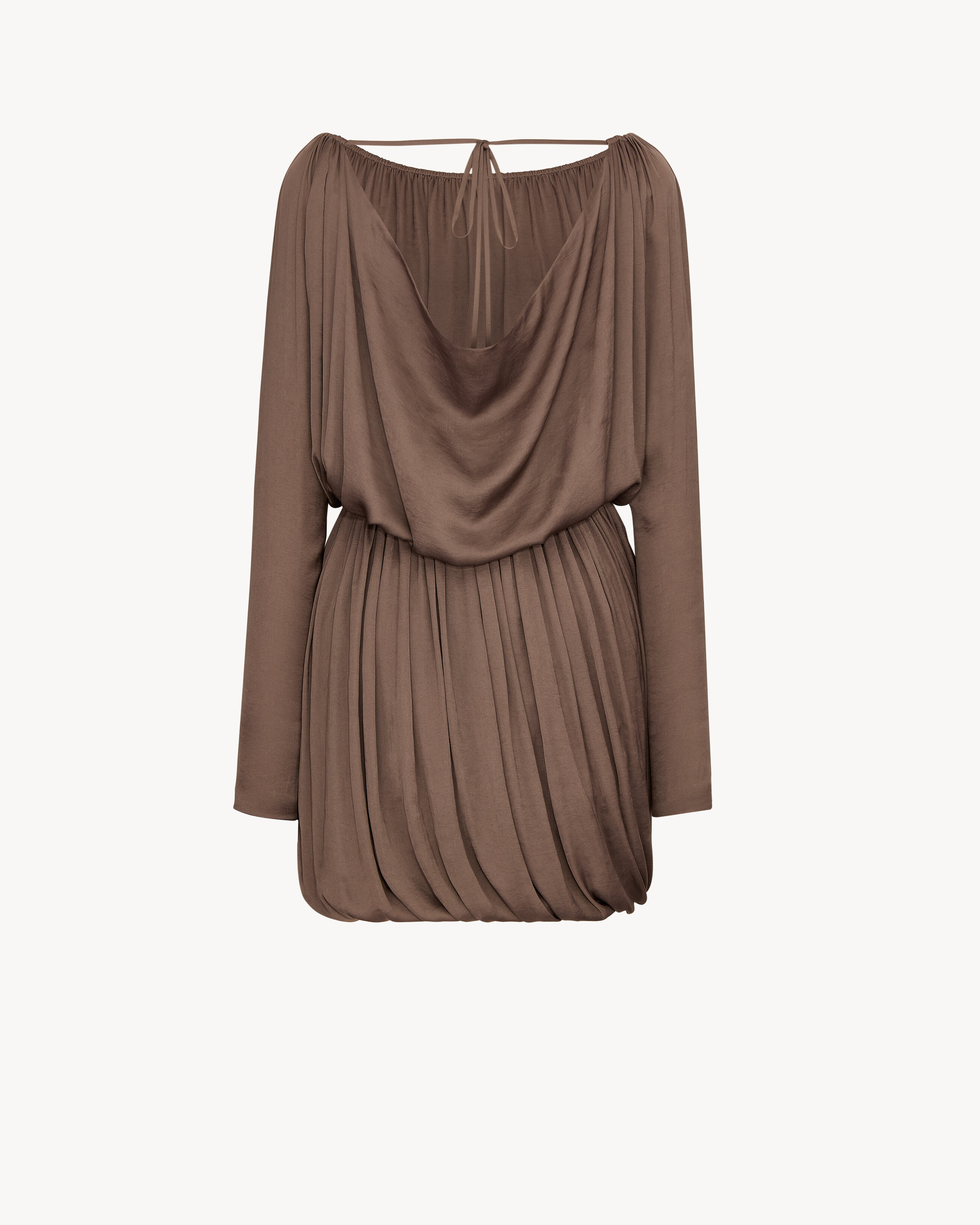 cowl-back dress in taffeta in Brown | Saint Laurent | YSL EN-US cowl-back dress in taffeta in Brown | Saint Laurent | YSL EN-US