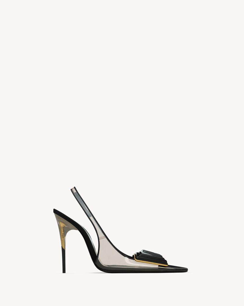 SIBYL slingback pumps in TPU, patent leather, and satin