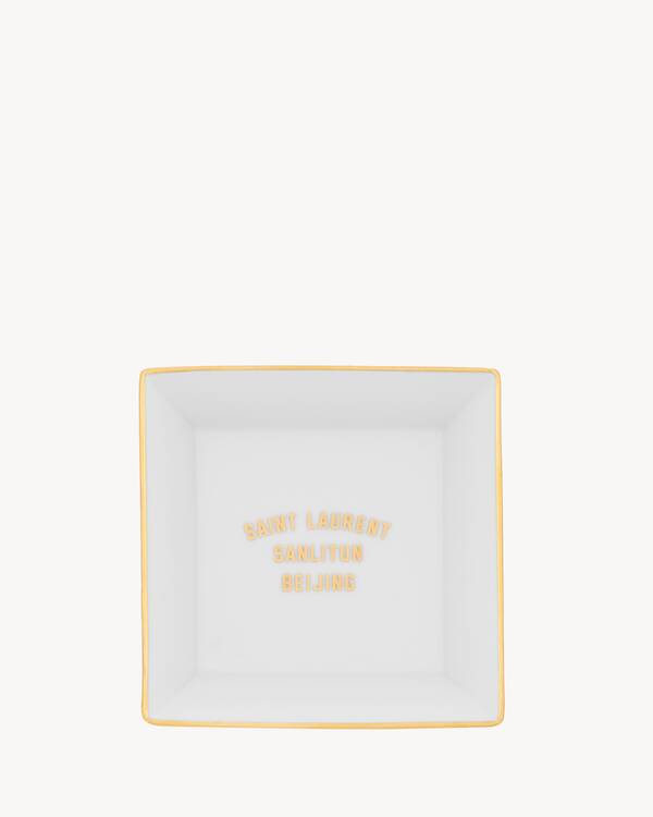 イヴサンローラン　スクエアトレイ SMALL SAINT LAURENT BEIJING PIN TRAY in White | Saint Laurent