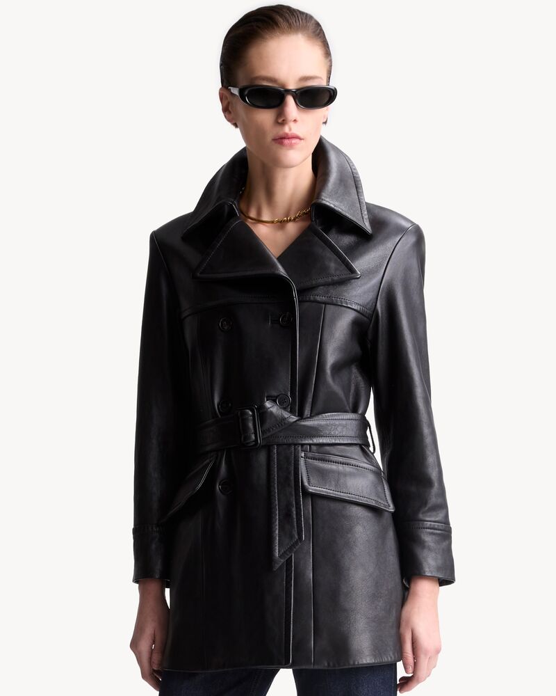 belted jacket in lambskin