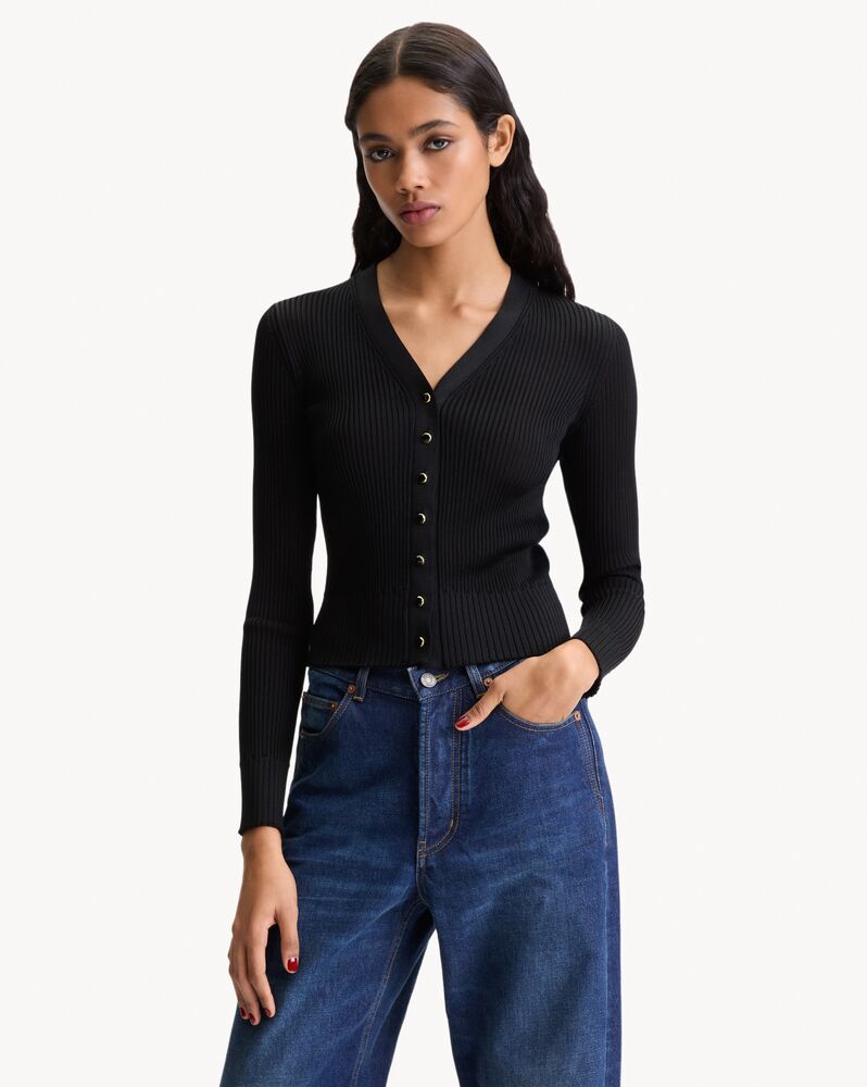 cardigan in ribbed knit