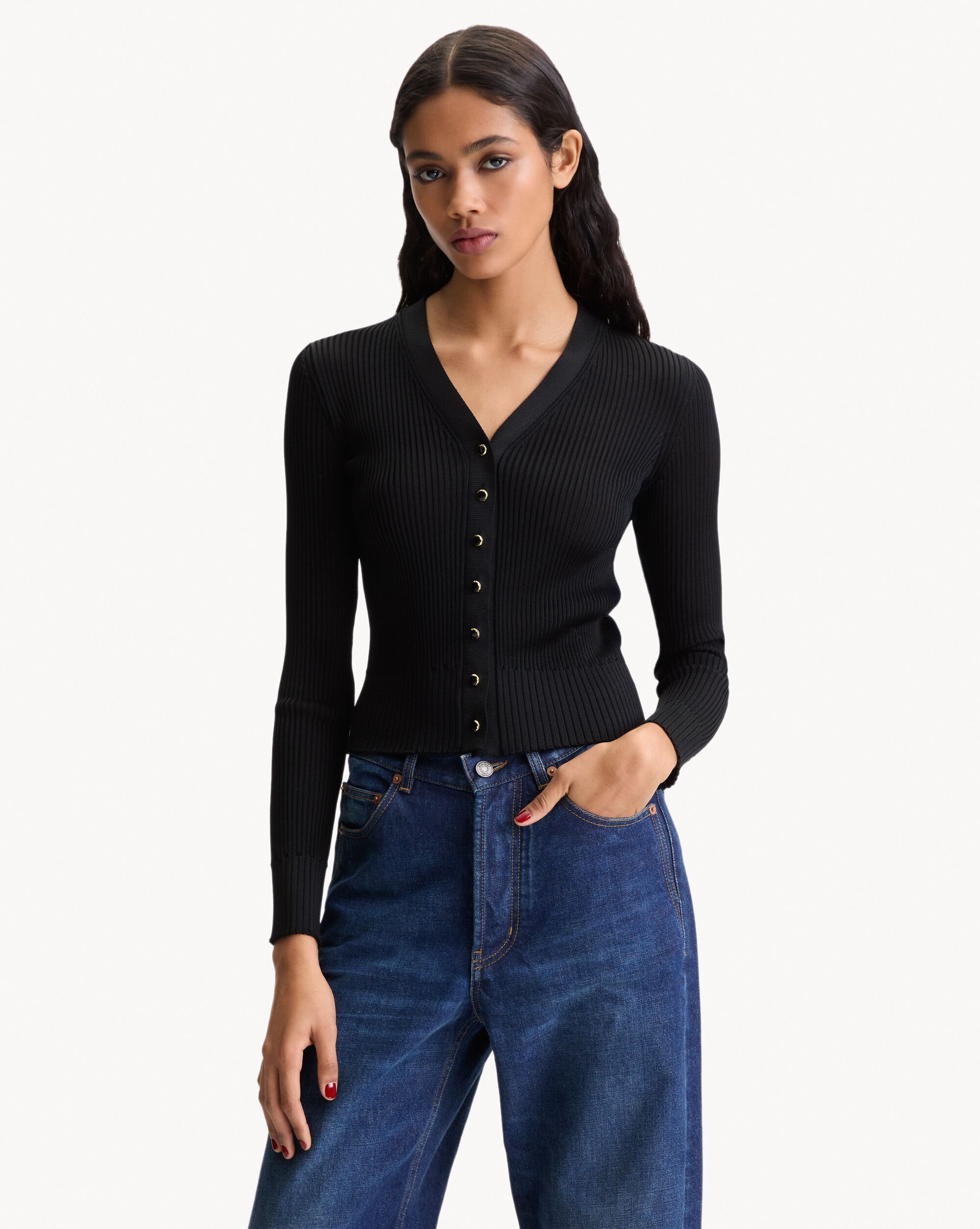 cardigan in ribbed knit