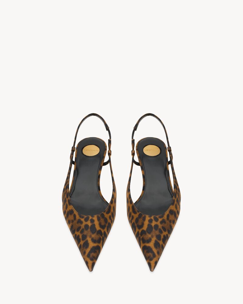 SECRET Slingback-Pumps aus Grosgrain in Leopardenoptik