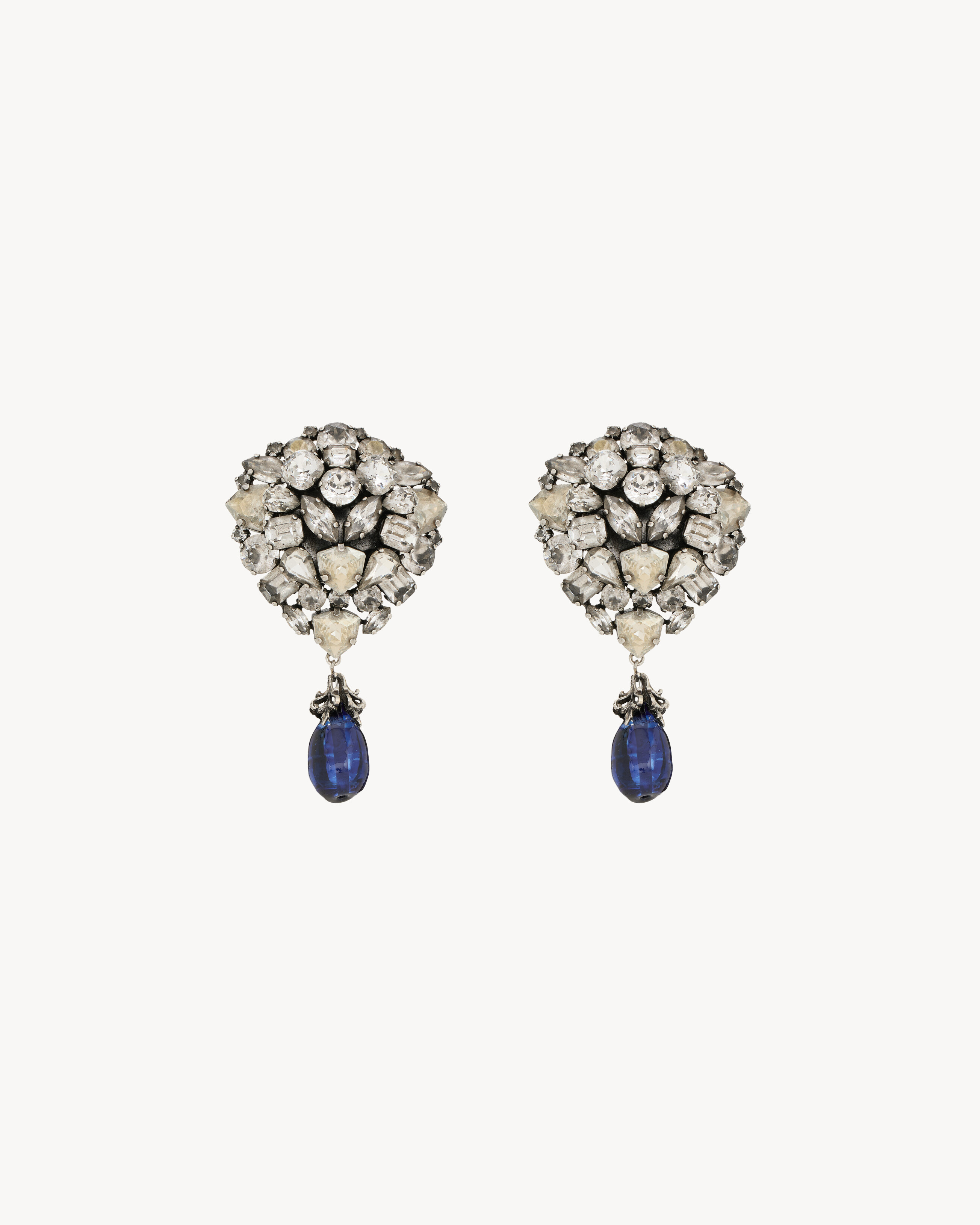 crystal shield earrings in resin and metal