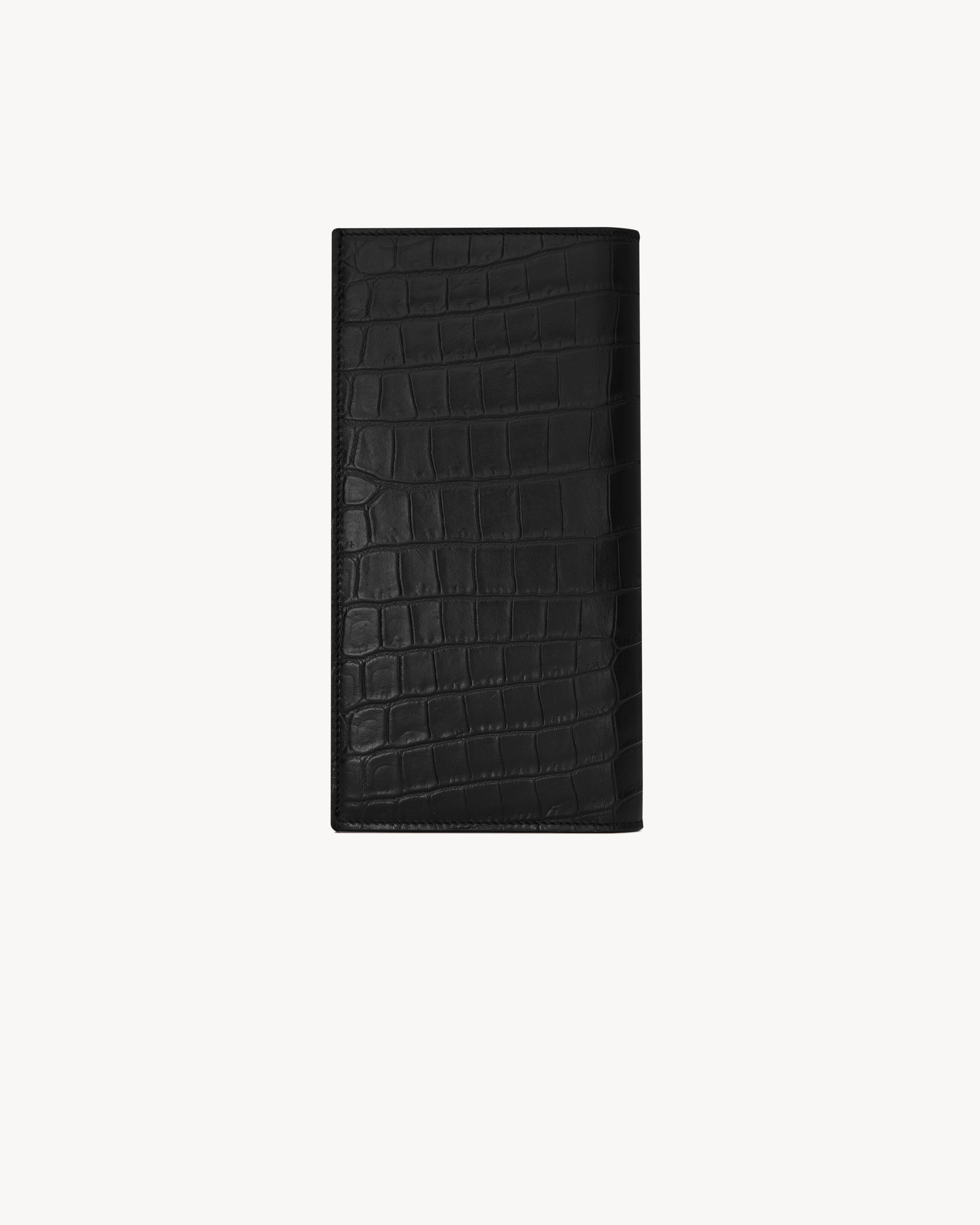 TINY CASSANDRE continental wallet in CROCODILE-EMBOSSED matte leather