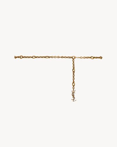 Yves Saint Laurent ゴールド チェーンベルト✧︎*。美品 Saint Laurent Monogram YSL Logo Gold Tassel Black Leather Chain