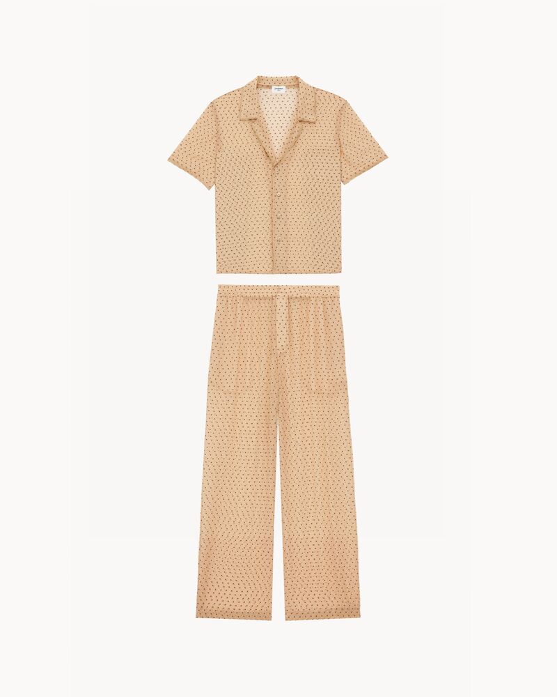 pajama set in dotted silk chiffon