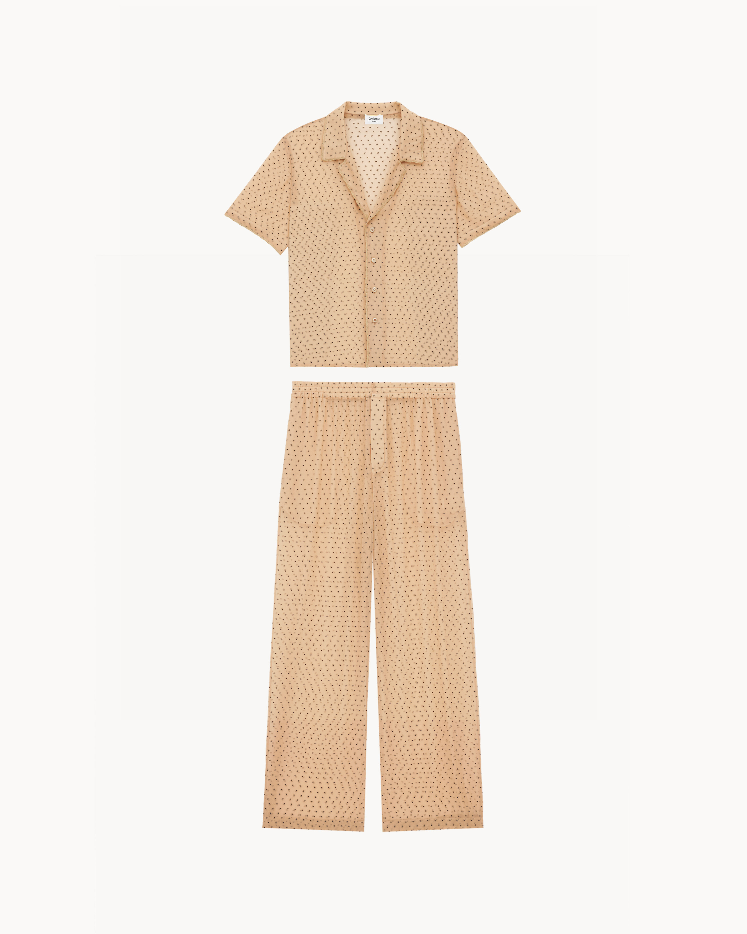 pajama set in dotted silk chiffon