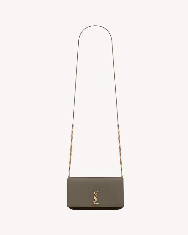 CASSANDRE phone holder in smooth leather in Green | Saint Laurent