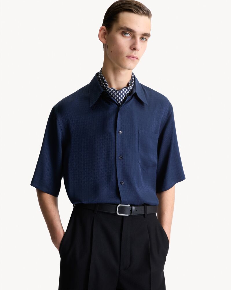 shirt in diamond silk jacquard