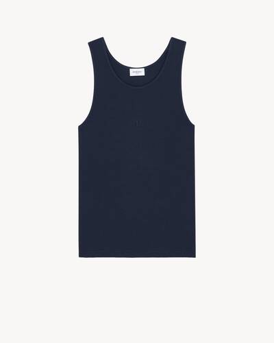 新品タグ付き Yves Saint Laurent ブラック タンクトップ 34 レースタンクトップ（リブ編みシルクジャージー） ブラック | Saint