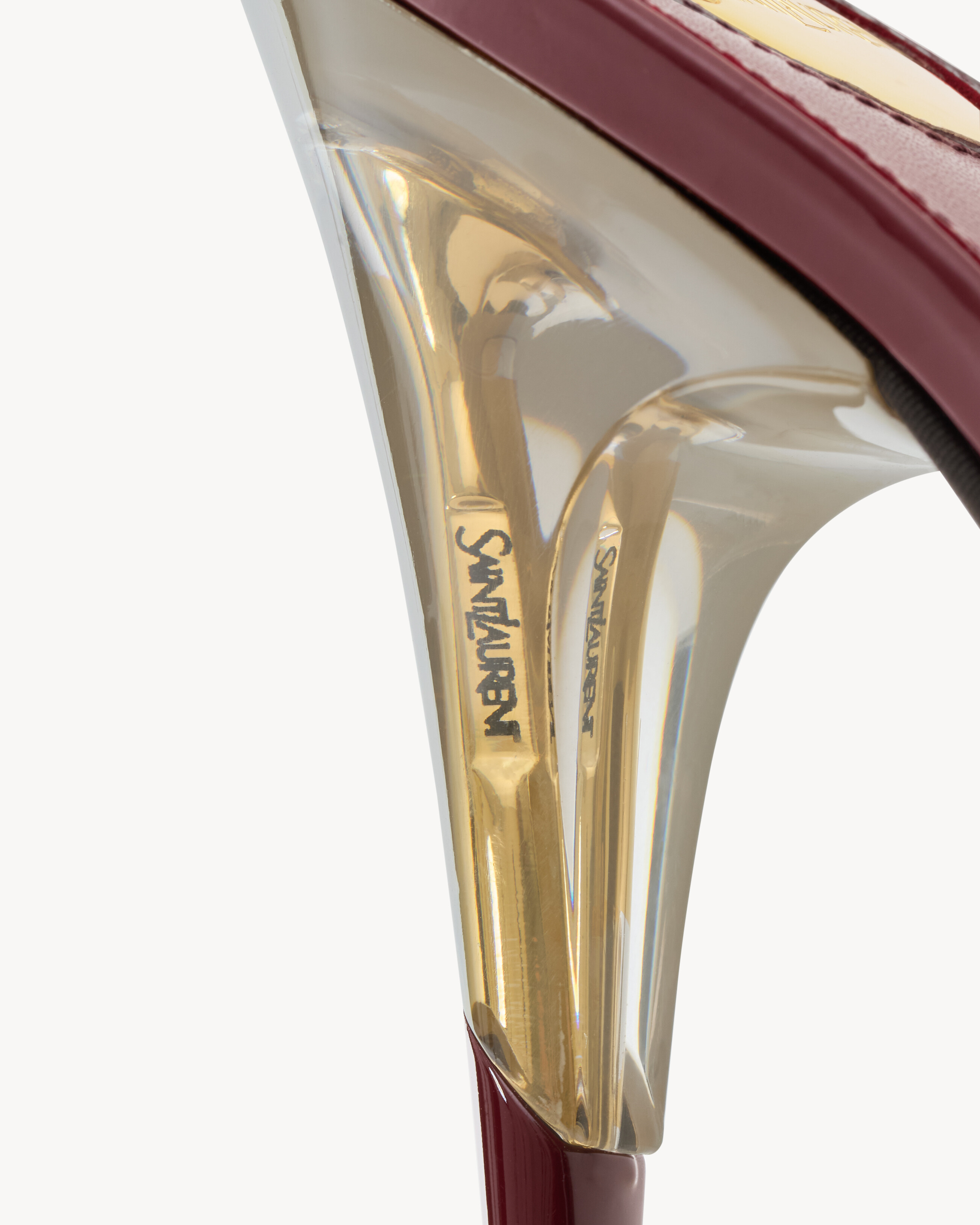 PHANTOM slingback pumps in TPU, patent leather, and taffeta
