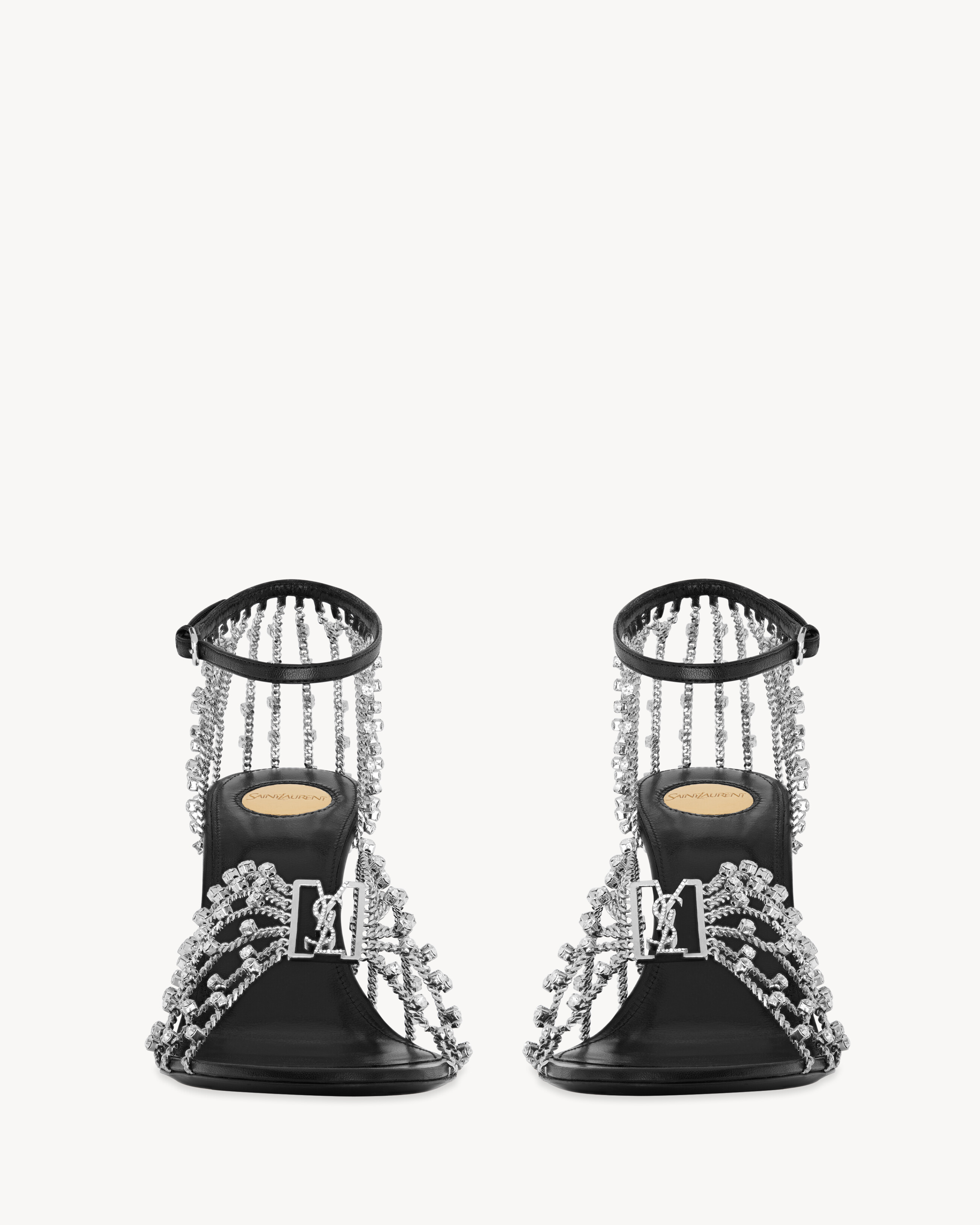 BABYLONE sandales en cuir lisse et cristaux
