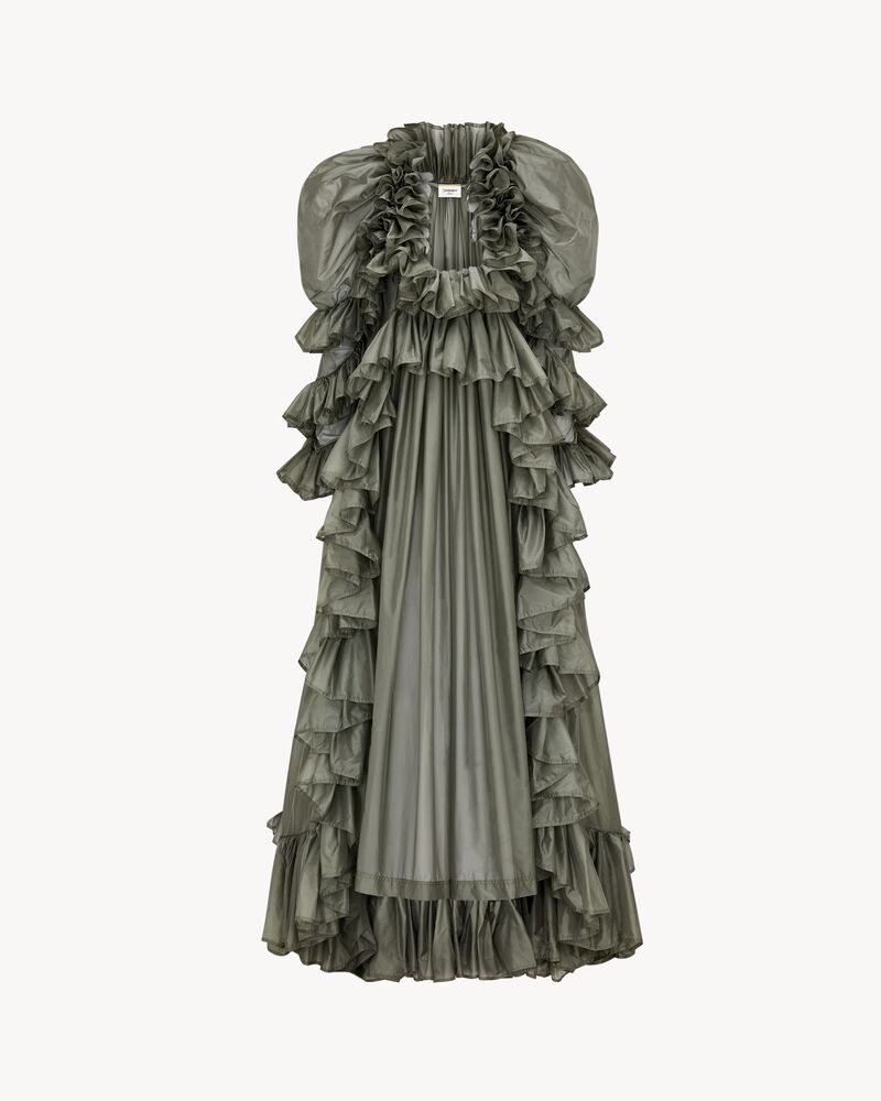 ruffled gown in nylon