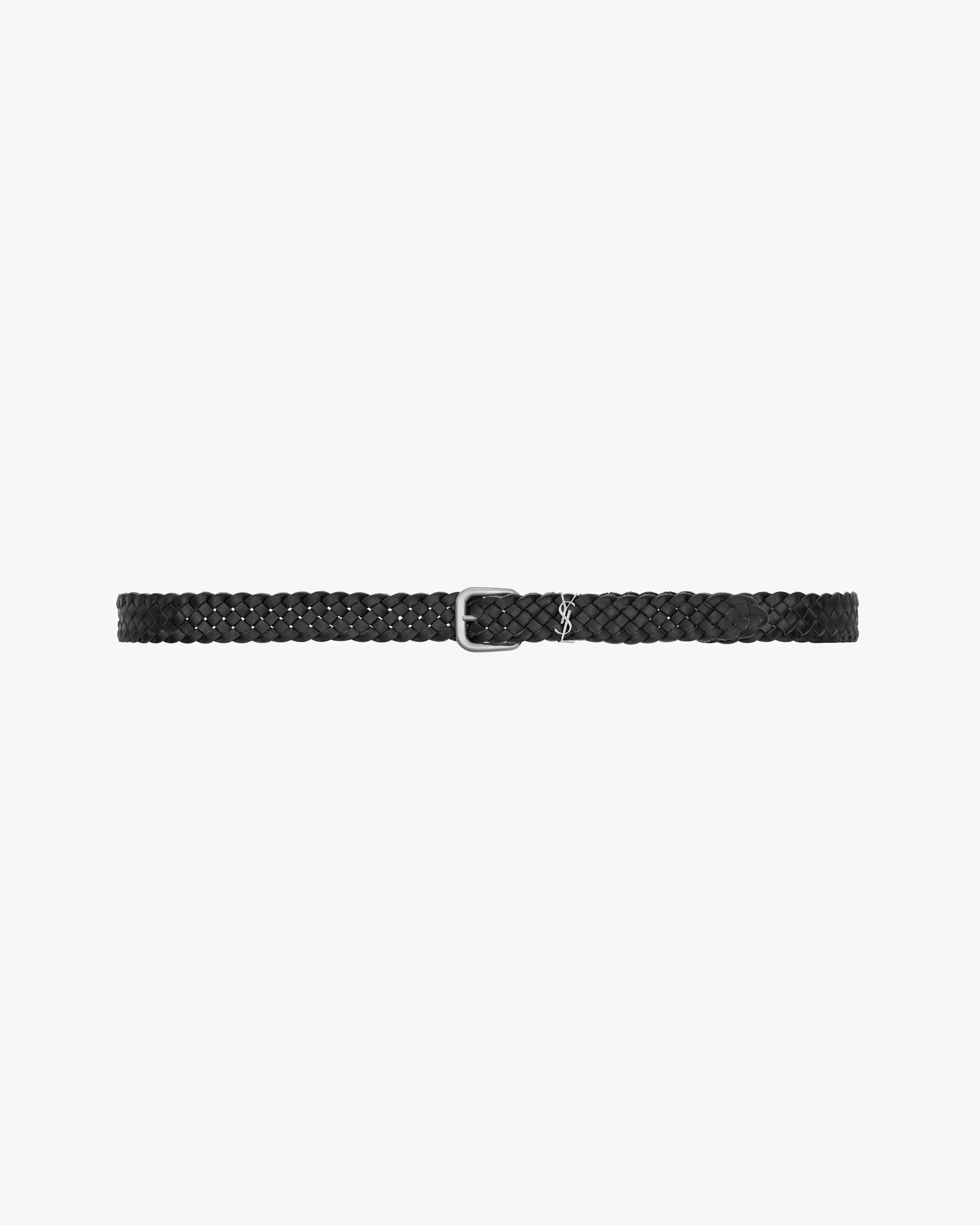 CASSANDRE rectangular buckle belt in woven leather