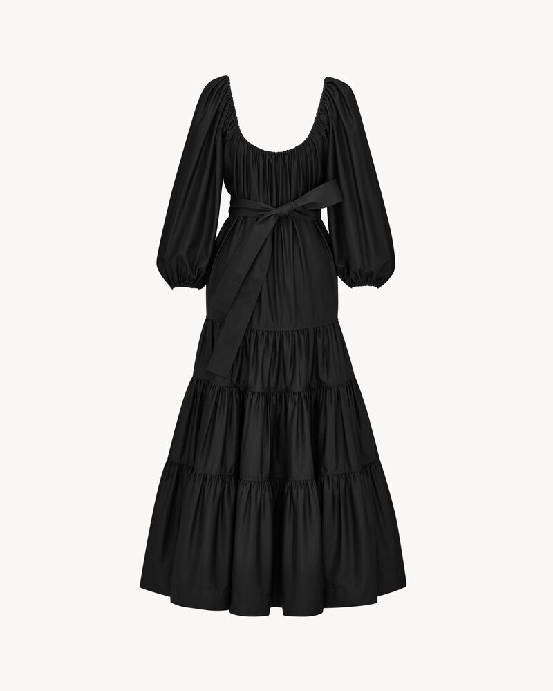 LONG dress in cotton twill
