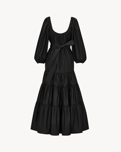 LONG dress in cotton twill in Black | Saint Laurent | YSL DK | ID