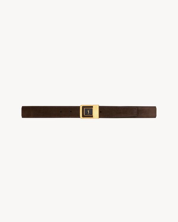 LA 66 buckle belt in suede in Brown | Saint Laurent | YSL US | ID