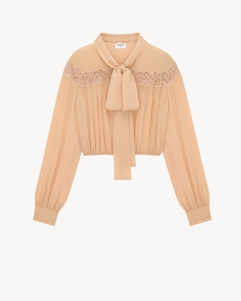 lavallière blouse in silk georgette and lace