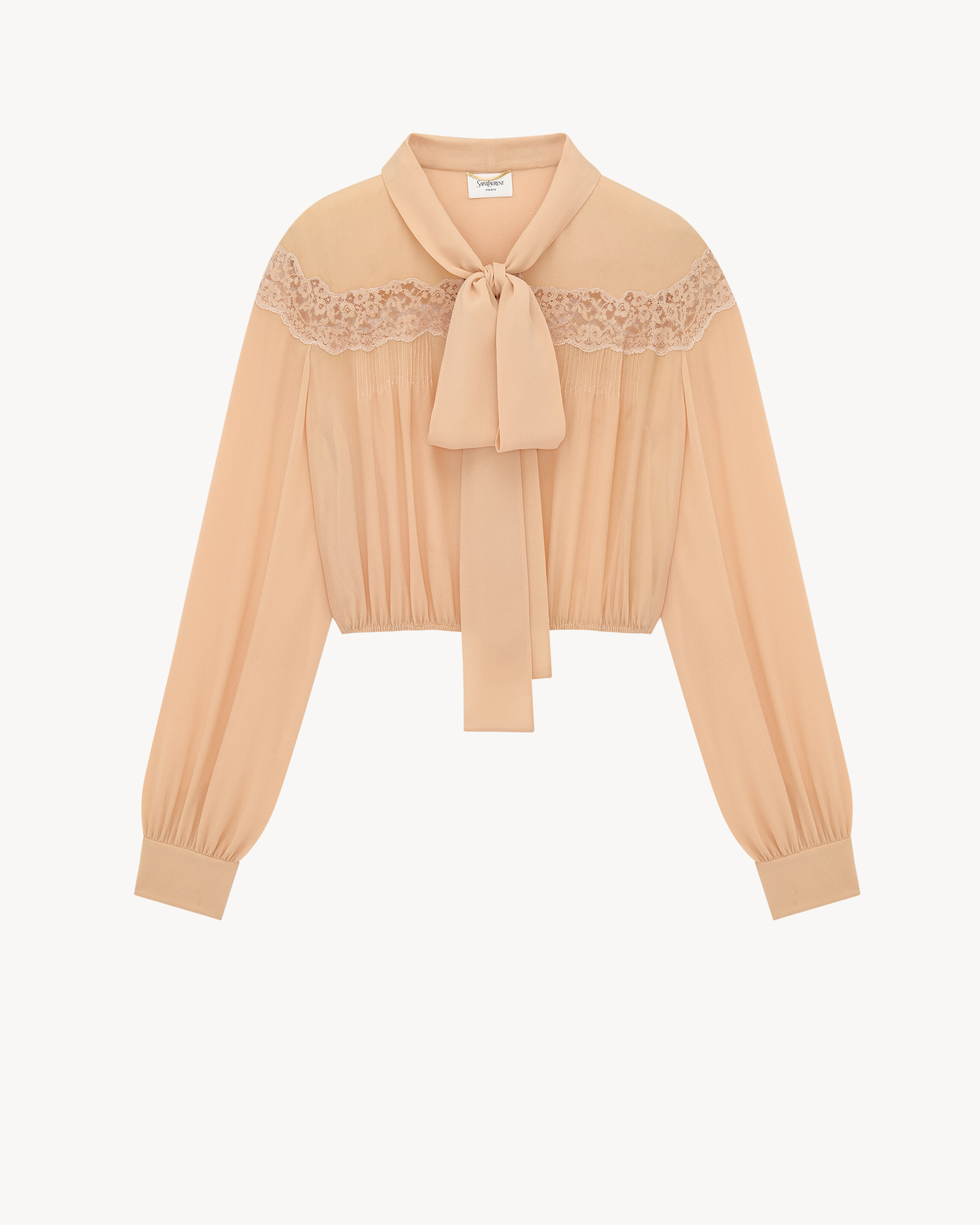 lavallière blouse in silk georgette and lace