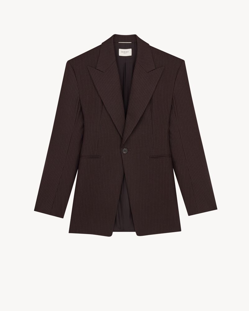single-breasted jacket in striped herringbone wool