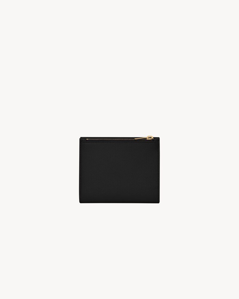 CARTERA COMPACTA UPTOWN DE PIEL REPUJADA GRAIN DE POUDRE