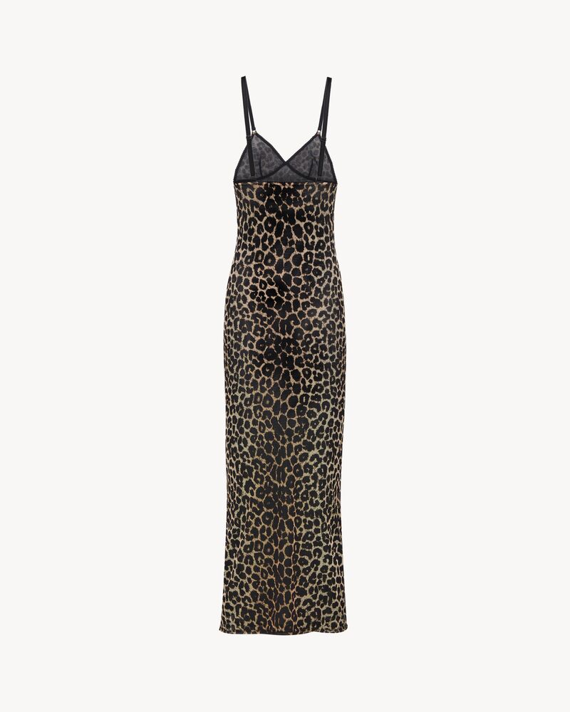 slip dress in leopard tulle