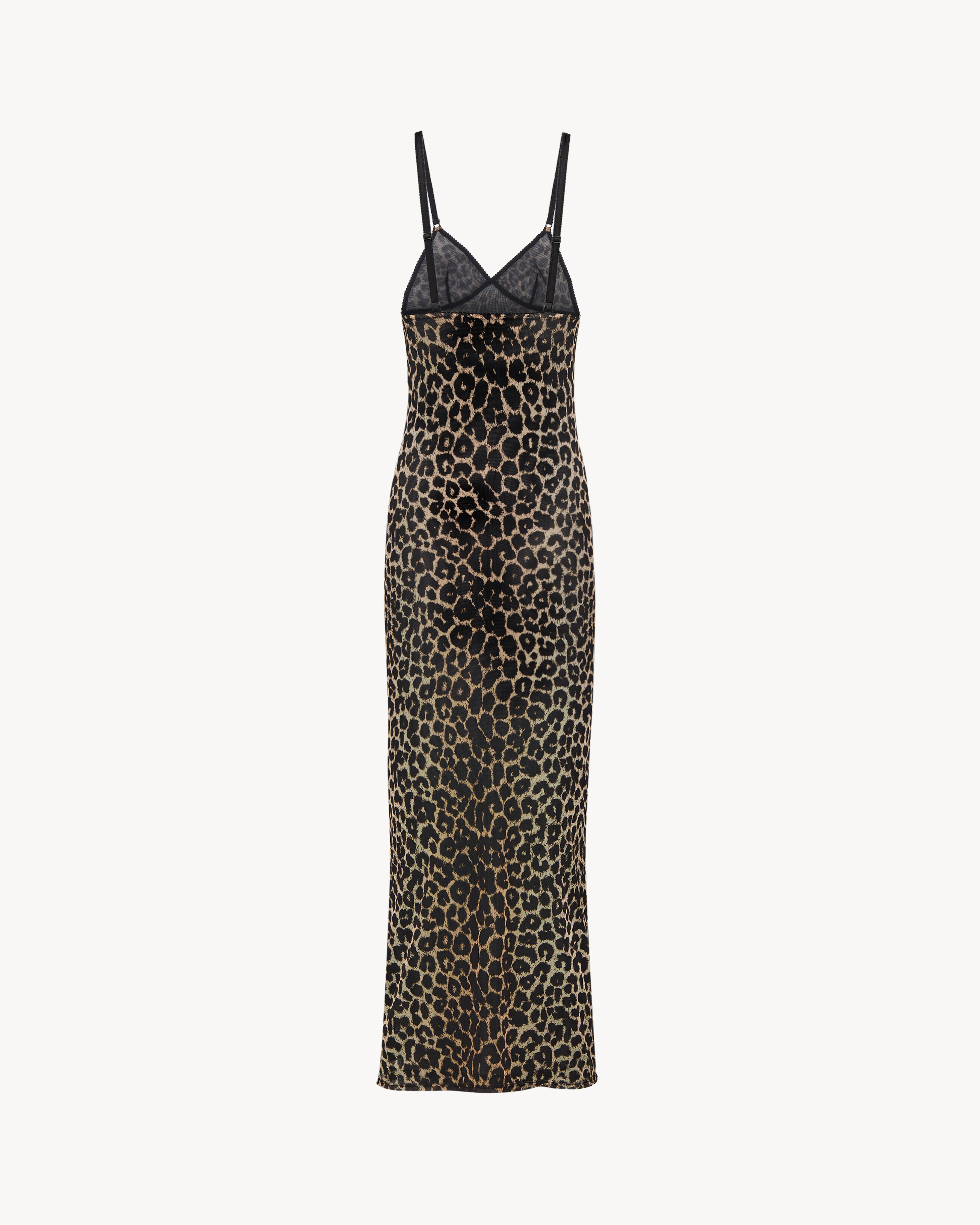 slip dress in leopard tulle