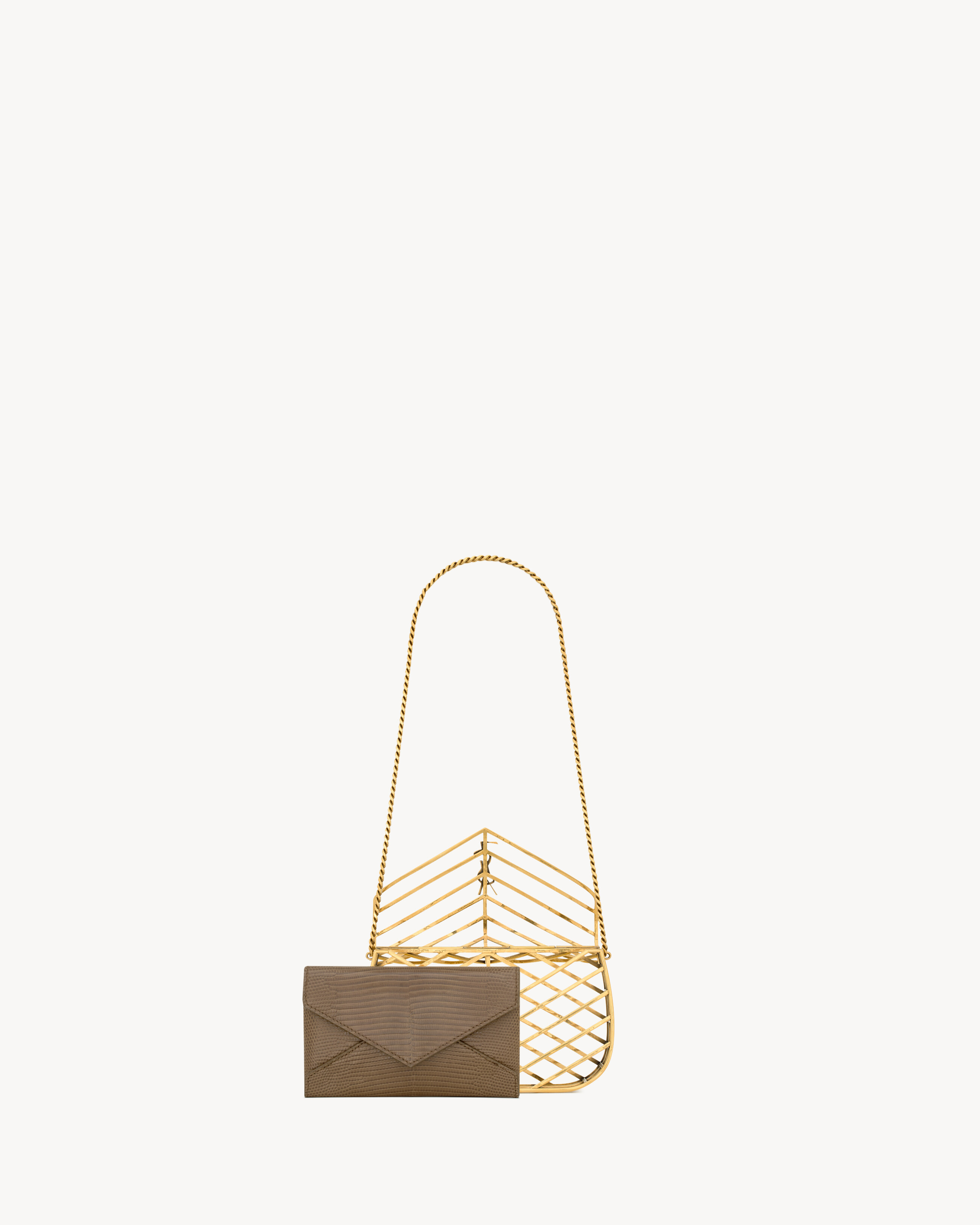 LOULOU minaudière in metal and lizard