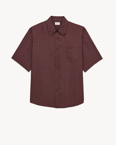 shirt in hexagon silk twill in Bordeaux | Saint Laurent | YSL CH