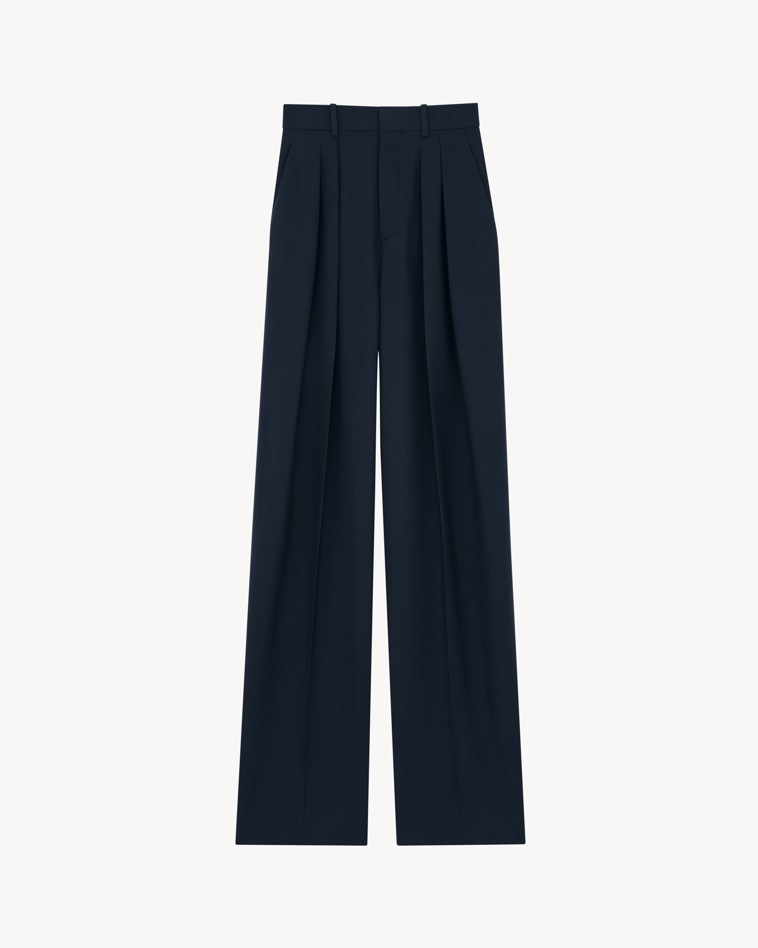 wide-leg pants in wool gabardine
