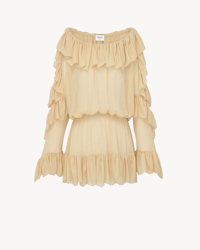 ruffled dress in silk crepon muslin