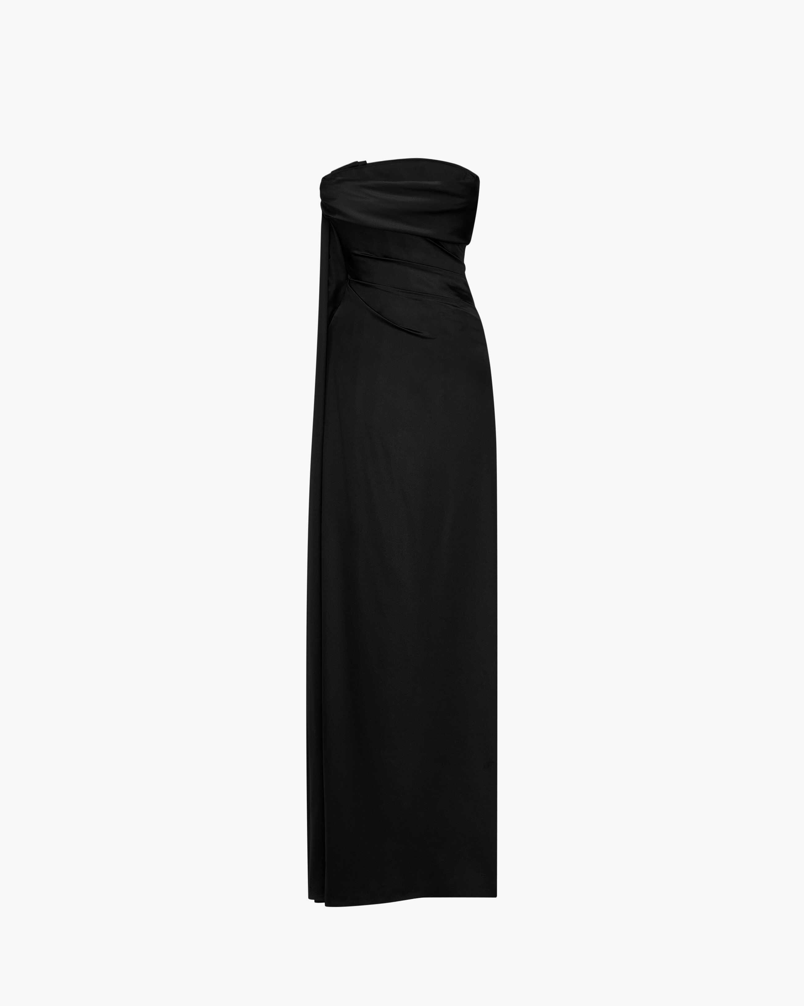Saint Laurent Strapless Dress In Silk Satin - Black - Women - F34 Saint Laurent Strapless Dress In Silk Satin - Black - Women - F34