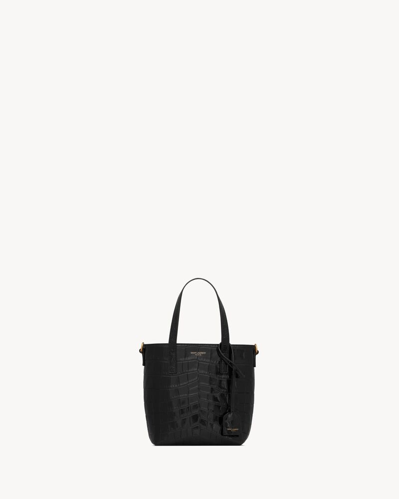 Bolsa SHOPPING míni Toy SAINT LAURENT em COURO COM GRAVAÇÃO EM RELEVO DE ESTAMPA DE CROCODILO