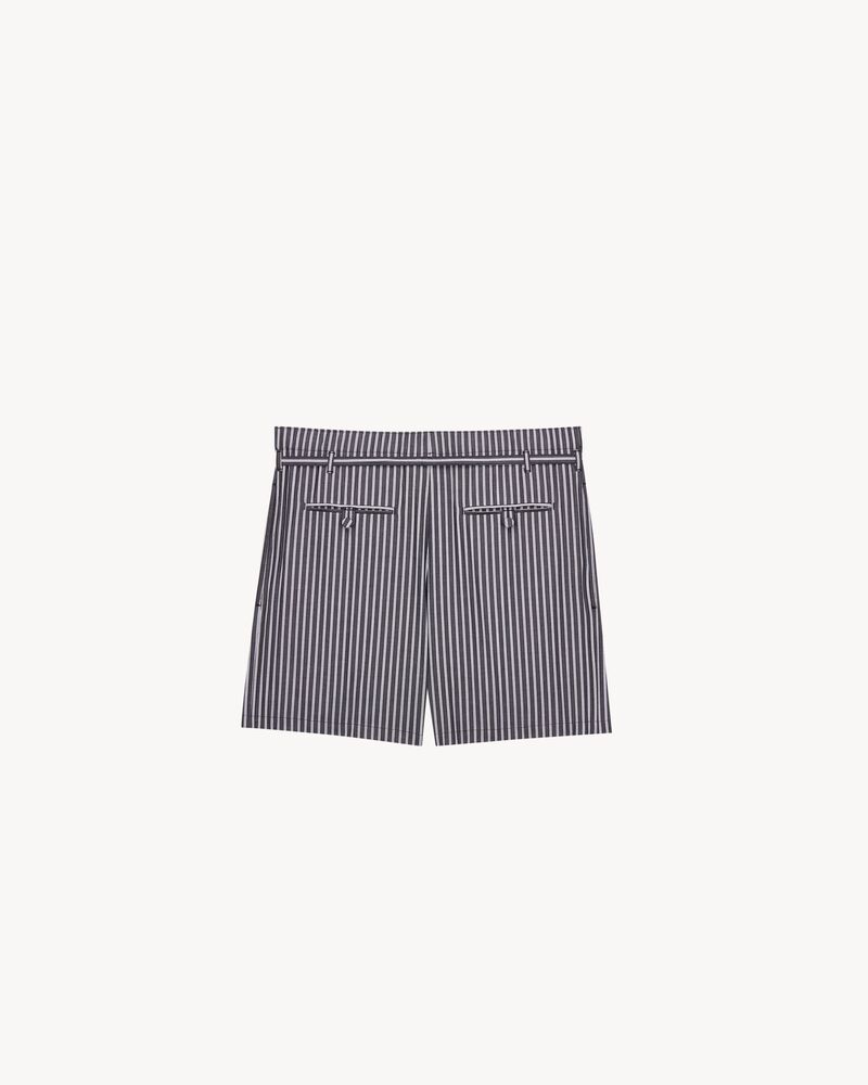 lounge shorts in striped cotton poplin