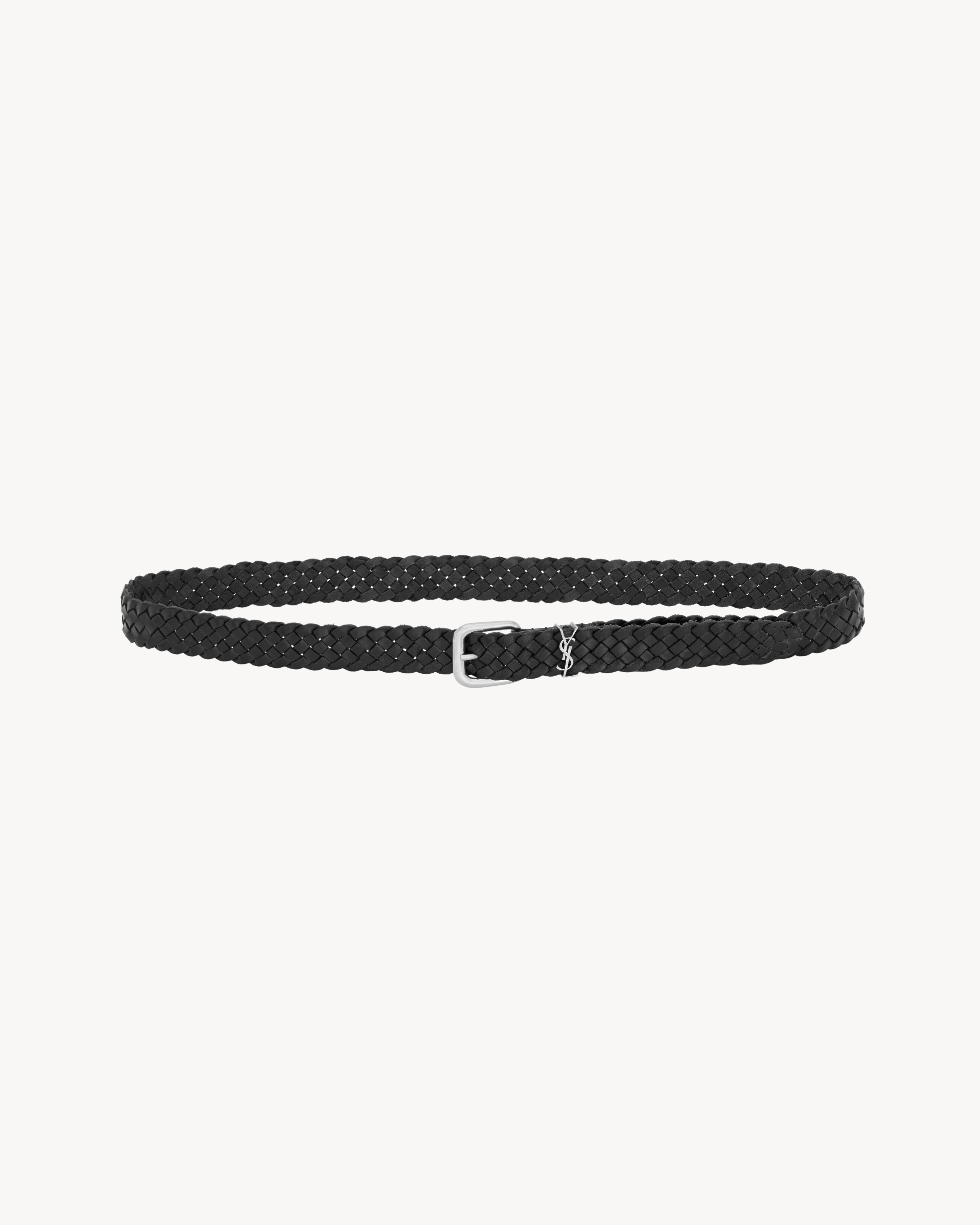CASSANDRE rectangular buckle belt in woven leather