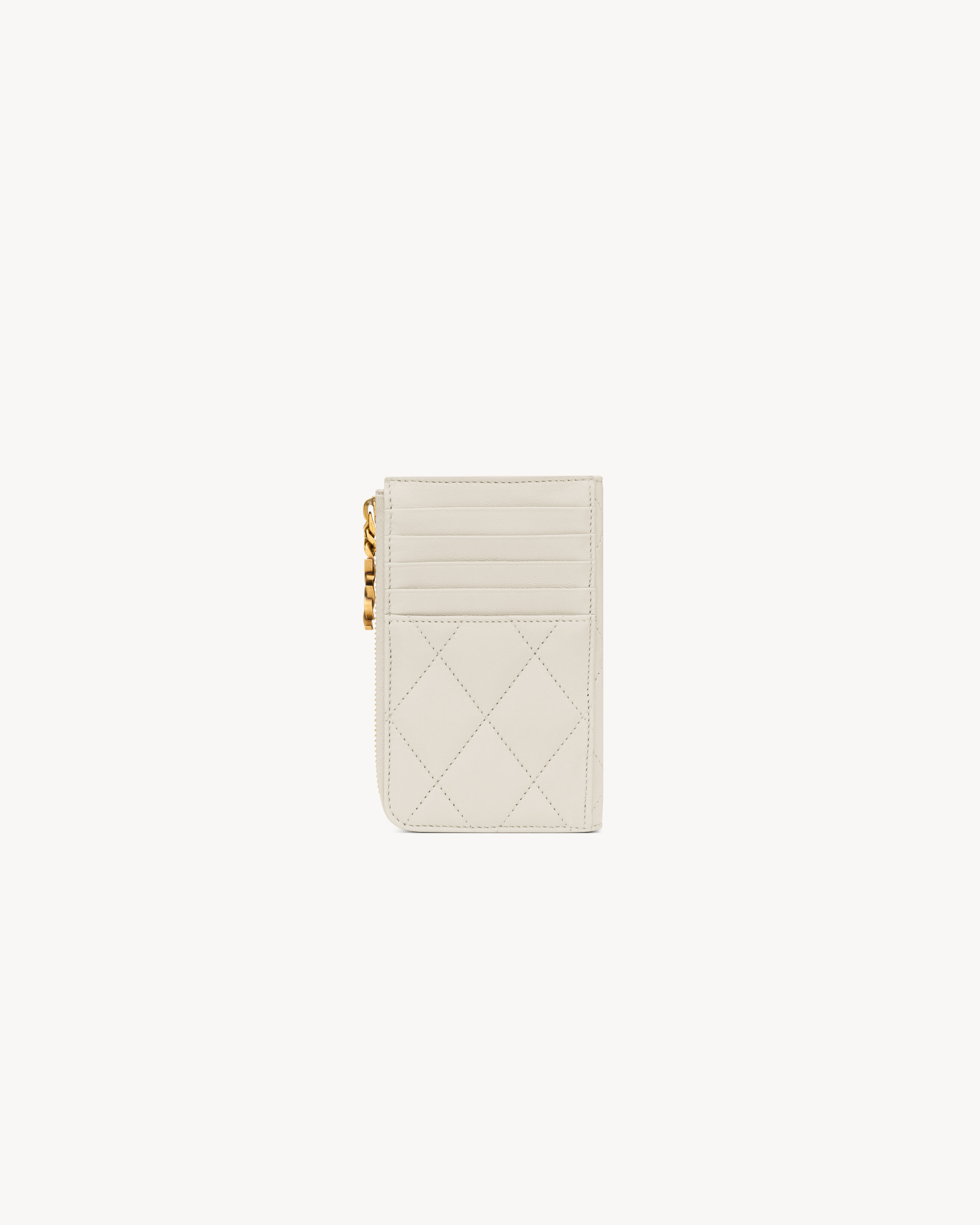 CASSANDRE BIJOU zip card case in lambskin in White | Saint Laurent