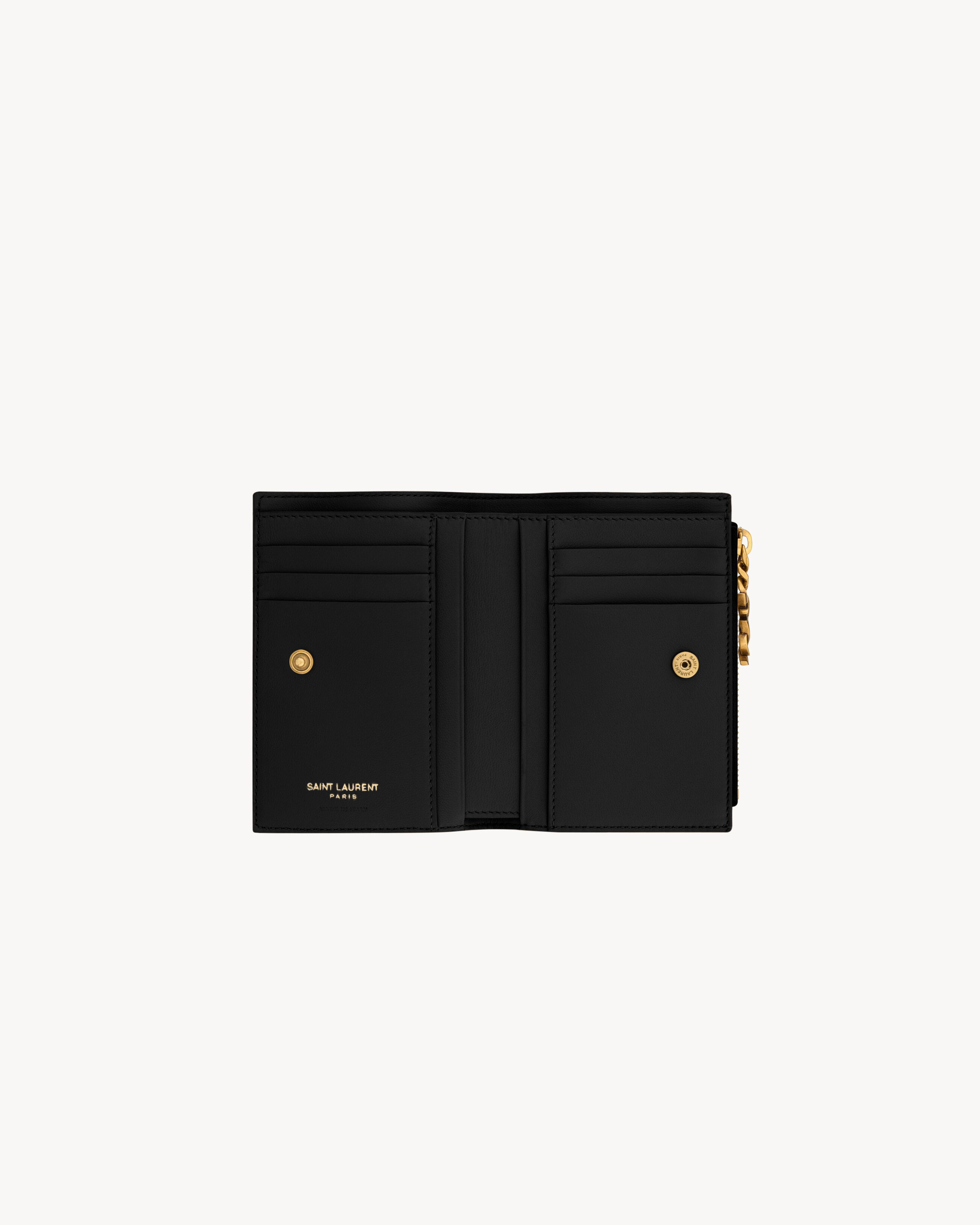 CASSANDRE BIJOU Bi fold Wallet In Lambskin In Black Saint Laurent cassandre-bijou-bi-fold-wallet-in-lambskin-in-black-saint-laurent
