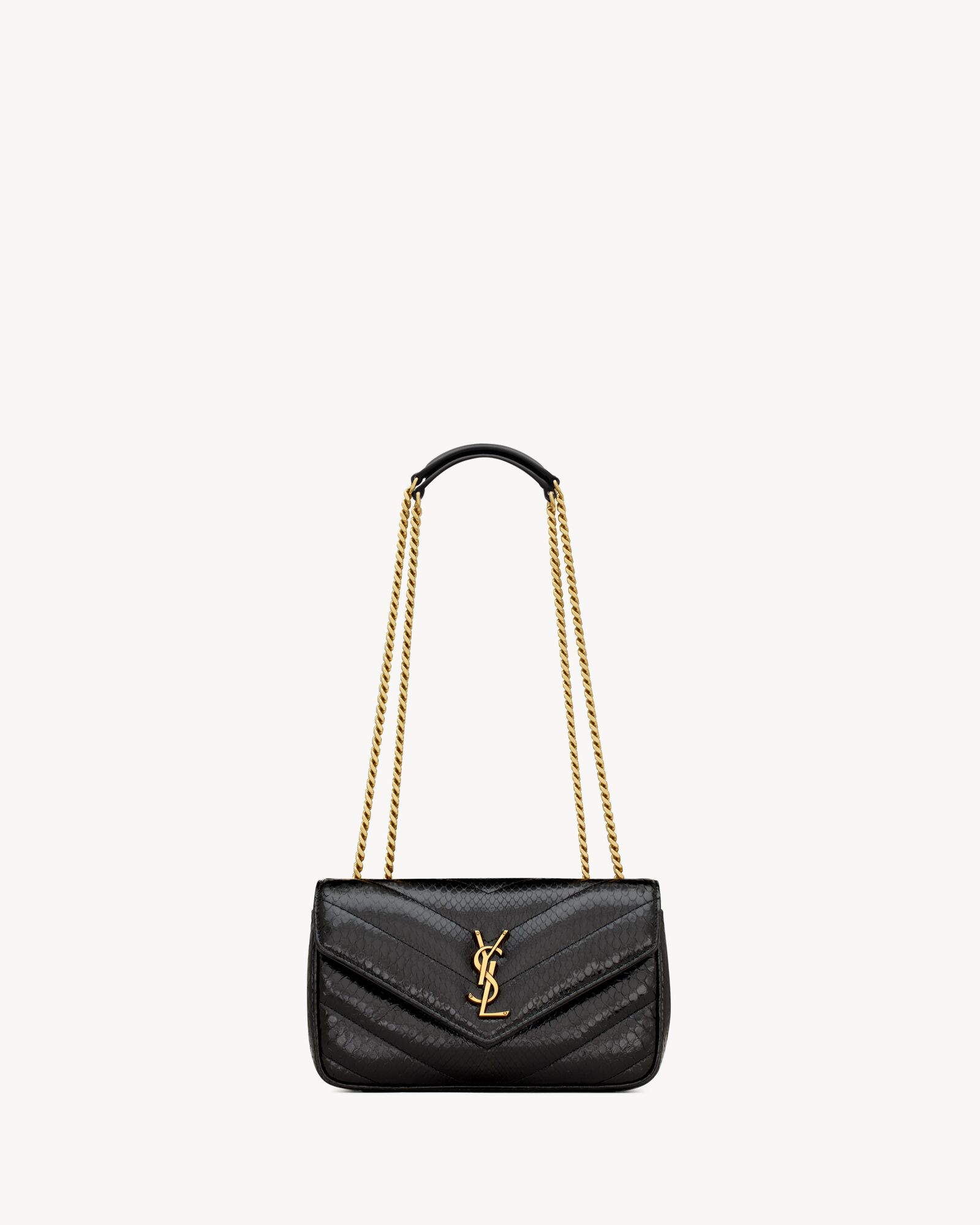 LOULOU small in MATELASSÉ python in Black | Saint Laurent | YSL US