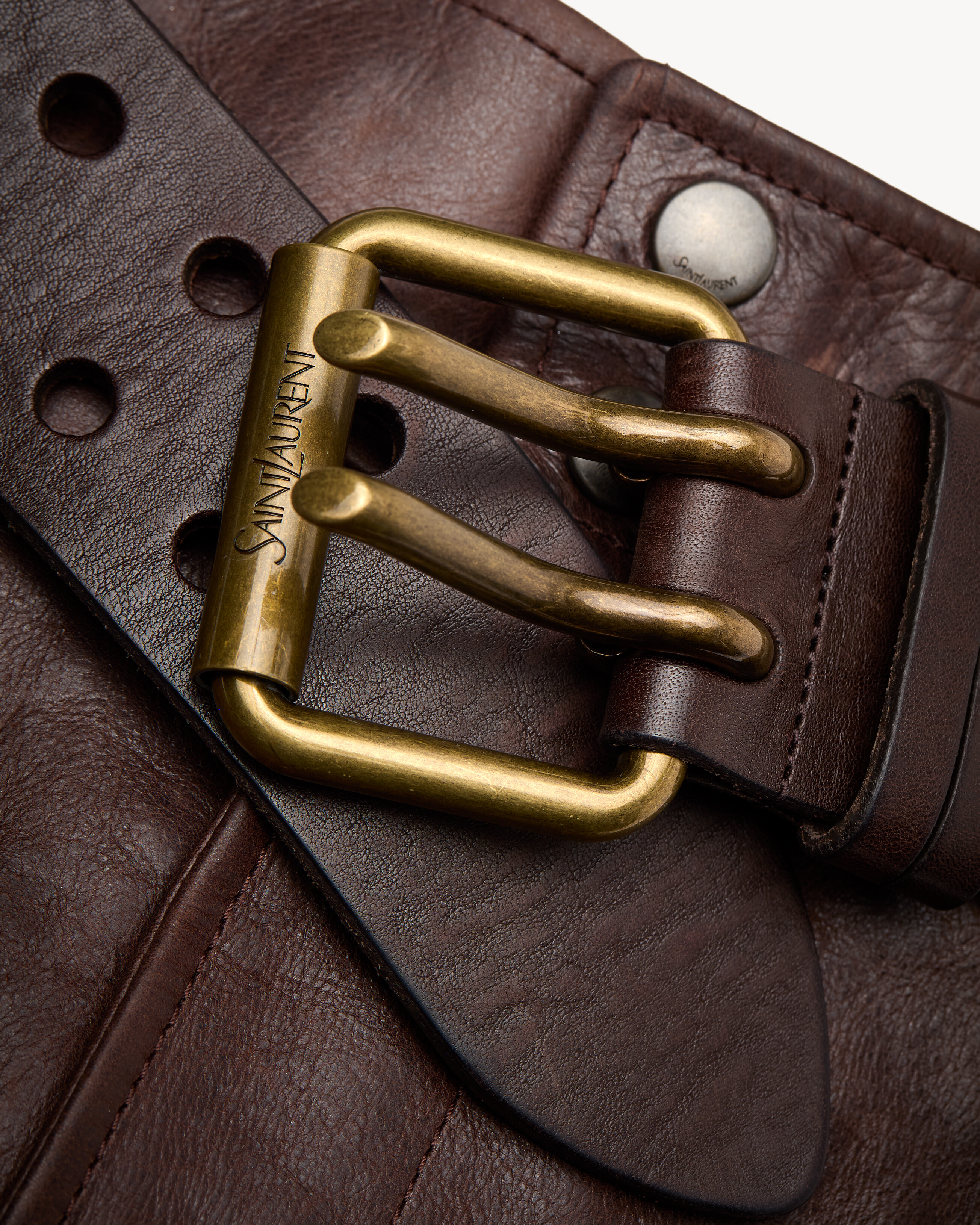 belted pencil skirt in creased leather