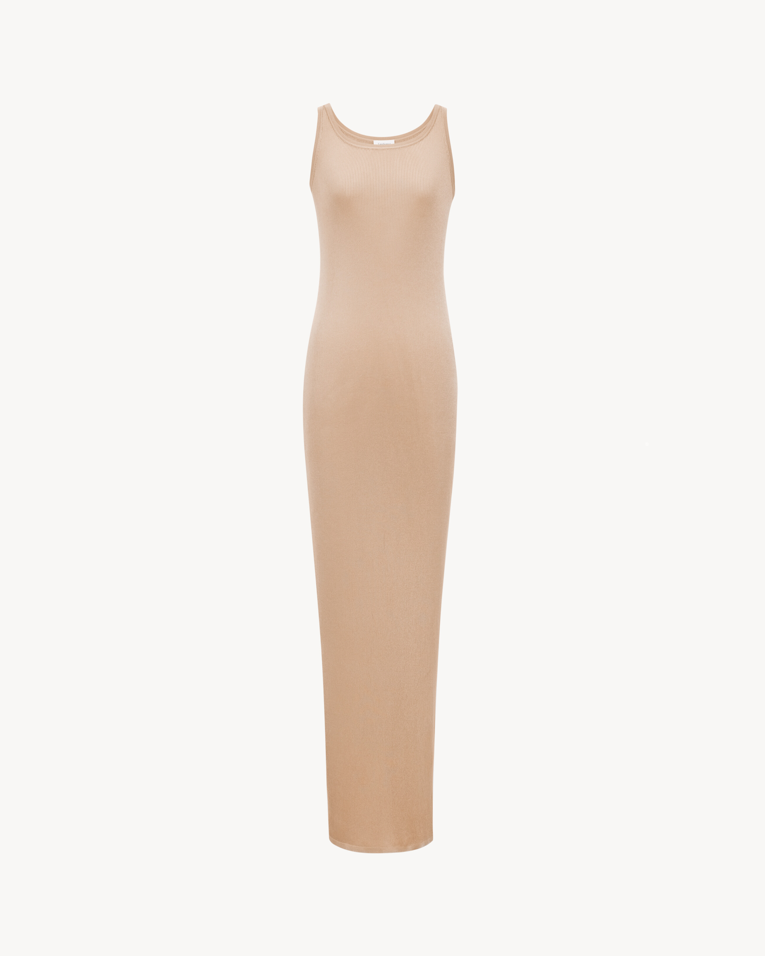 long tank dress in rib knit in Beige | Saint Laurent | YSL EN-PT long tank dress in rib knit in Beige | Saint Laurent | YSL EN-PT
