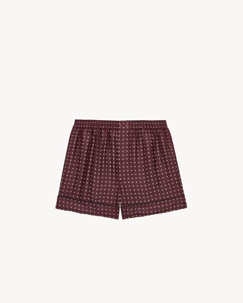 pajama shorts in diamond silk satin