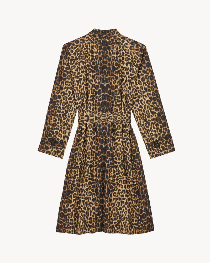 trench coat in leopard-print nylon