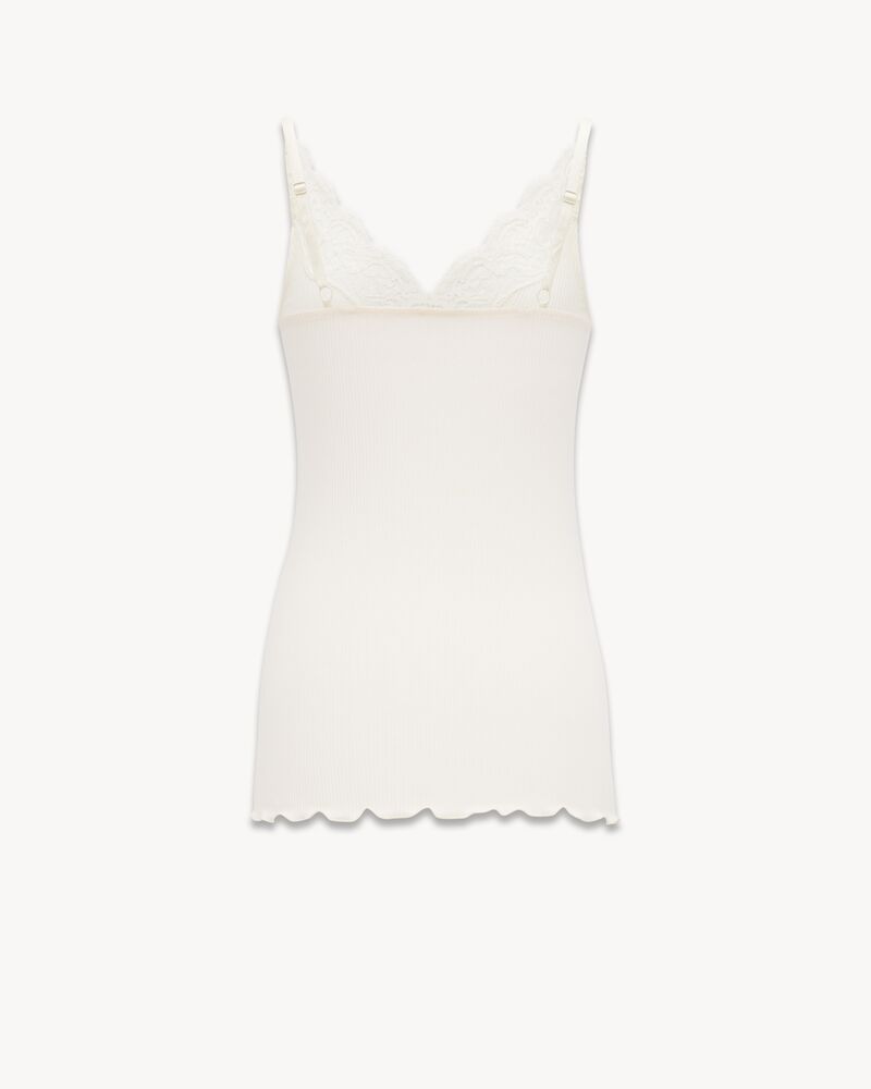 Laced Tank Top in Ribbed Silk Jersey