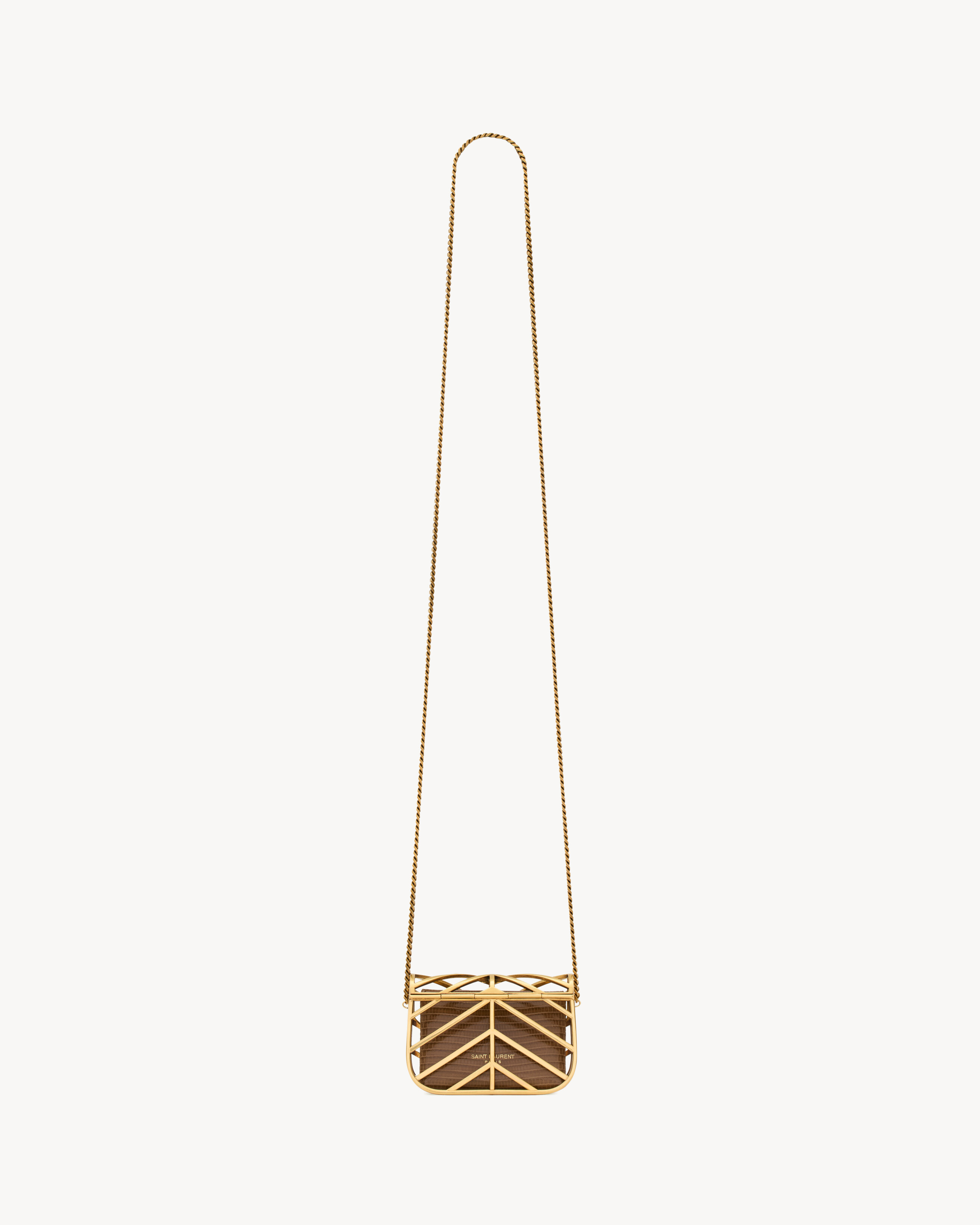LOULOU micro minaudière in metal and lizard
