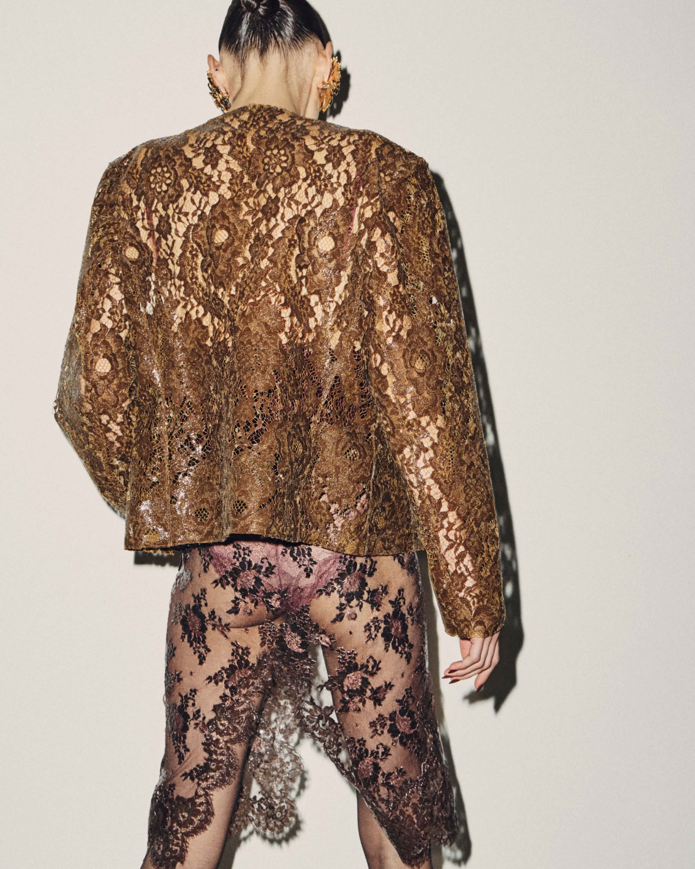 Women WINTER 26 SHOP > Double 1 LACE BROWN JACKET